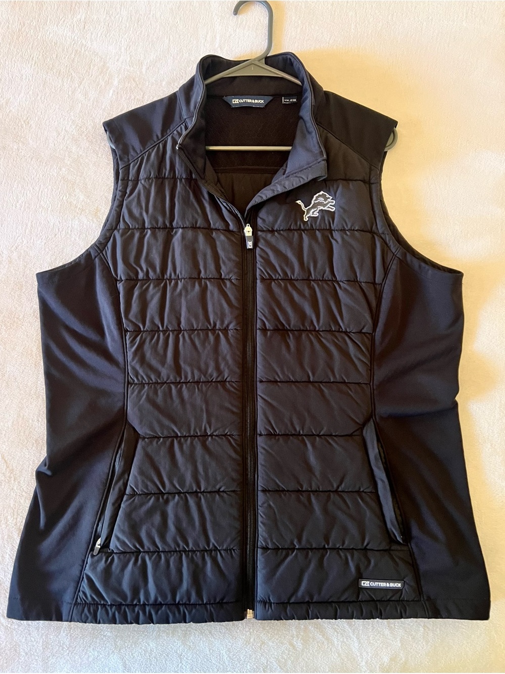 Cutter & Buck Detroit Lions Black Quilted Women’s Vest